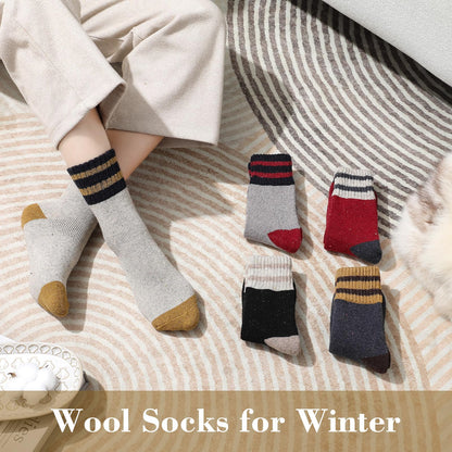 Tavaleu Wool Socks for Women - Winter Soft Thick Warm Socks Vintage Crew Boot Sock Casual