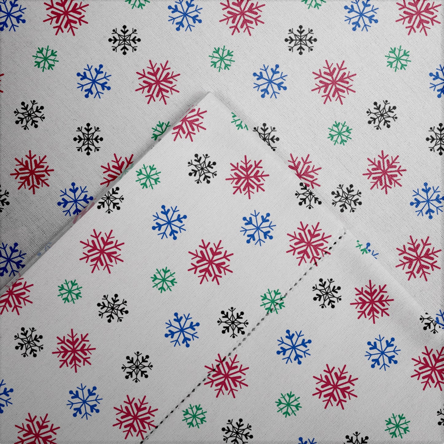 Pointehaven Flannel 170 GSM Sheet Set,Queen Snow Flakes Multi