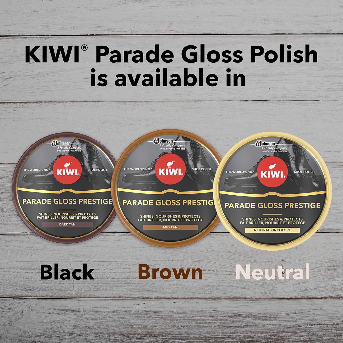 KIWI Parade Gloss Prestige Shoe Shine Polish for Black Leather, Metal Tin, 50ml
