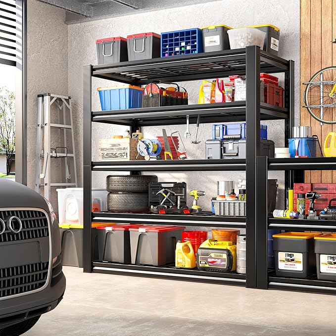 REIBII Garage Shelving 3200LBS, 5-Tier Storage Shelves, Adjustable Industrial Metal Shelving Unit for Garage, Basement, Pantry, Warehouse,Commercial, 36" W x 16" D x 72" H, 2 Pack