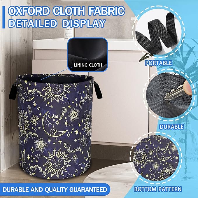 Celestial Sun Stars Moon Laundry Basket Oxford Cloth Funny Laundry Hamper
