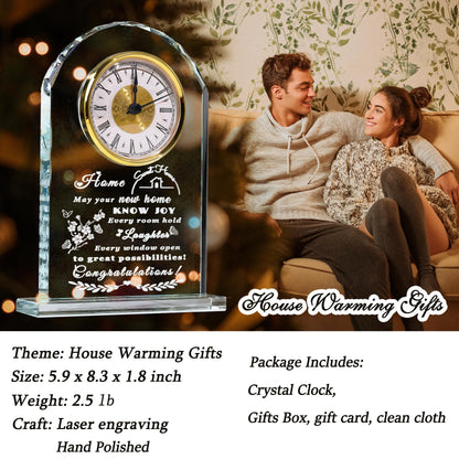 Qianwei House Warming Gifts New Home - Crystal Clock Gifts for Home Decor - Best Unique Housewarming Decor Ideas for New House Homeowner Men Friend Family