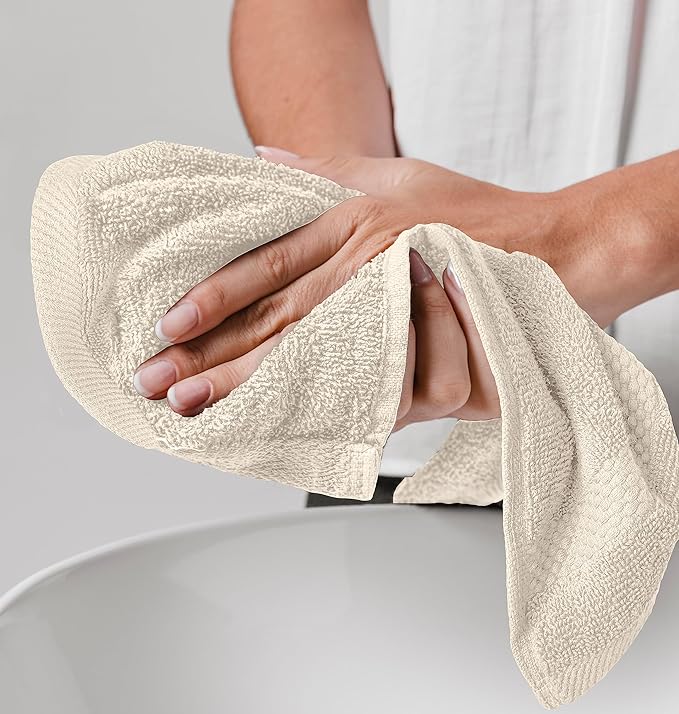 White Classic Luxury Cotton Washcloths 13x13 Inch