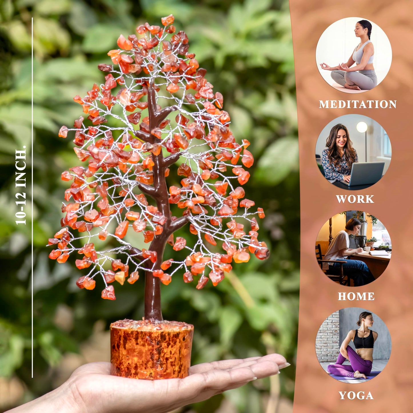 Carnelian Crystal Tree of Life Money Bonsai Natural Gemstone Feng Shui Tree for Luck, Prosperity Healing Crystal Chakra Tree for Home Office Decor Spiritual Gift, Birthday Gifts for Women, Mom Sister