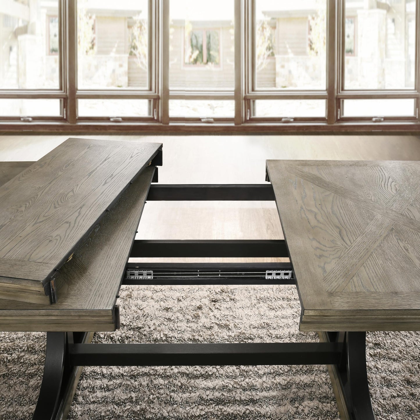 Roundhill Furniture Birmingham Dining Set, One Size, Driftwood Finish