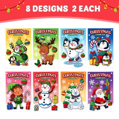 JOYIN 16 Pcs Christmas Coloring Book Books for Kids, Stocking Stuffers Xmas Party Favors Christmas Party Supplies Christmas Presents Mini Books Classroom Games Kids Christmas Goodie Bag Fillers