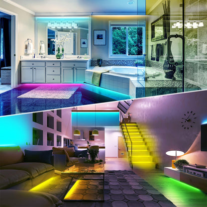 NBBUFF - Led Lights for Bedroom, 50ft (1 Roll), RGB Color Changing LED Strip Lights with 60 Key Remote and APP Control, Music Sync LED Lights for