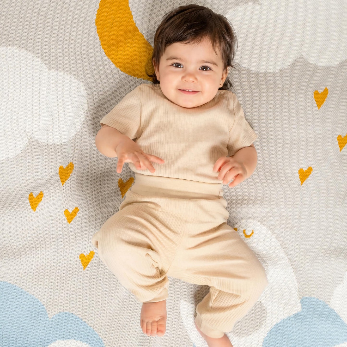 tweezi 100% Organic Cotton Baby Blanket – Soft Knitted Breathable Swaddle Blanket for Crib & Stroller - Newborns, Infants & Toddlers – Hypoallergenic High Density Cotton Knit, 47x32 in (Goose, Blue)