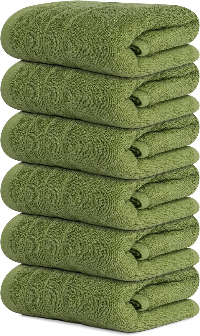 Tens Towels Pack of 6 Hand Towels, 100% Cotton, Lighter Weight, Quick to Dry