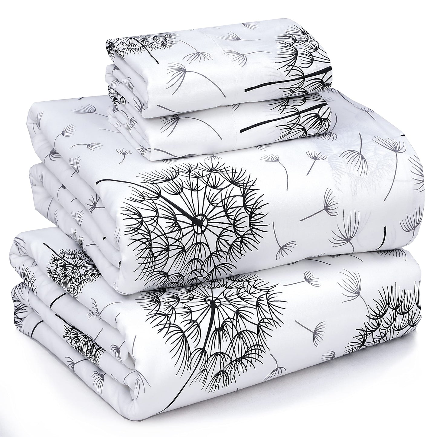 RUVANTI 100% Cotton Percale Sheets Full Size, Dandelion