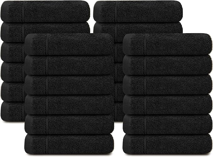 Tens Towels Pack of 24 Washcloths, 12 x 12 Inches, Lighter Weight, Quick to Dry