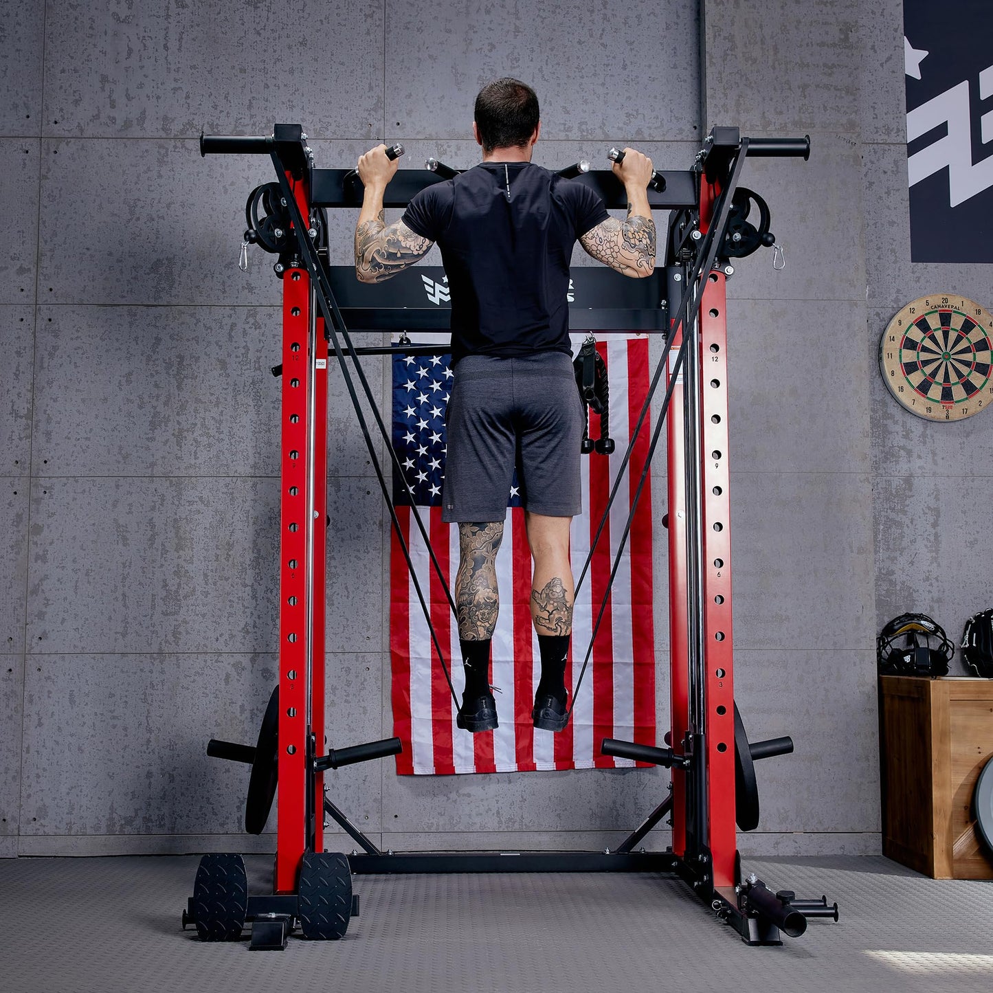 MAJOR FITNESS F22 Power Rack, 1600lbs All-in-One Squat Rack with Cable Crossover, Dual Pulley System, Heavy-Duty Steel Frame, Attachments & Storage for Home Gym Strength Training, Black