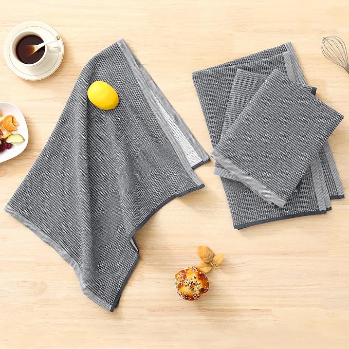 Homaxy Premium Kitchen Towels, Large Cotton Kitchen Hand Towels, Flat and Terry
