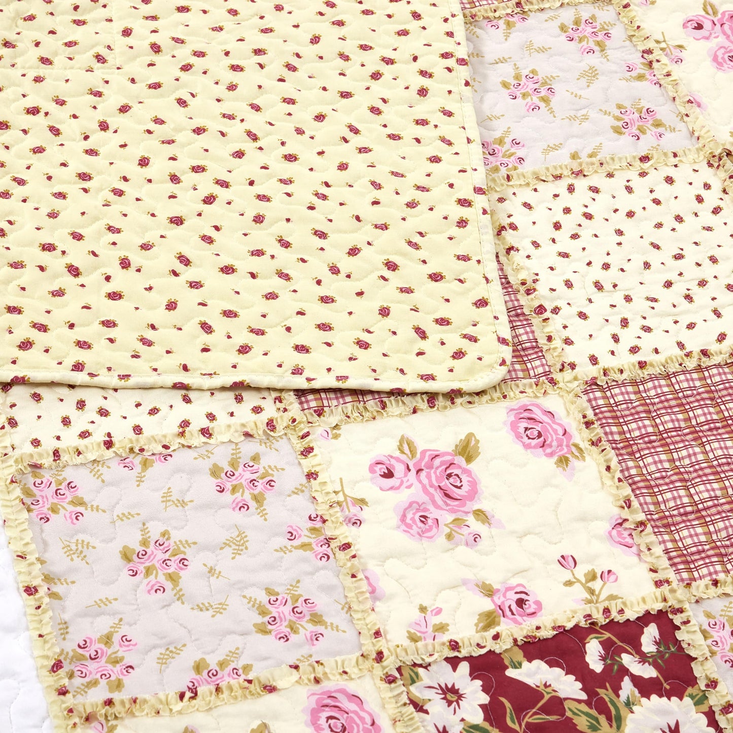 Virah Bella 3 Piece Full/Queen Lodge Quilt Bedding Set - Rustic Country Reversible Comforter Set with Decorative Pillow Shams - Kensington Floral