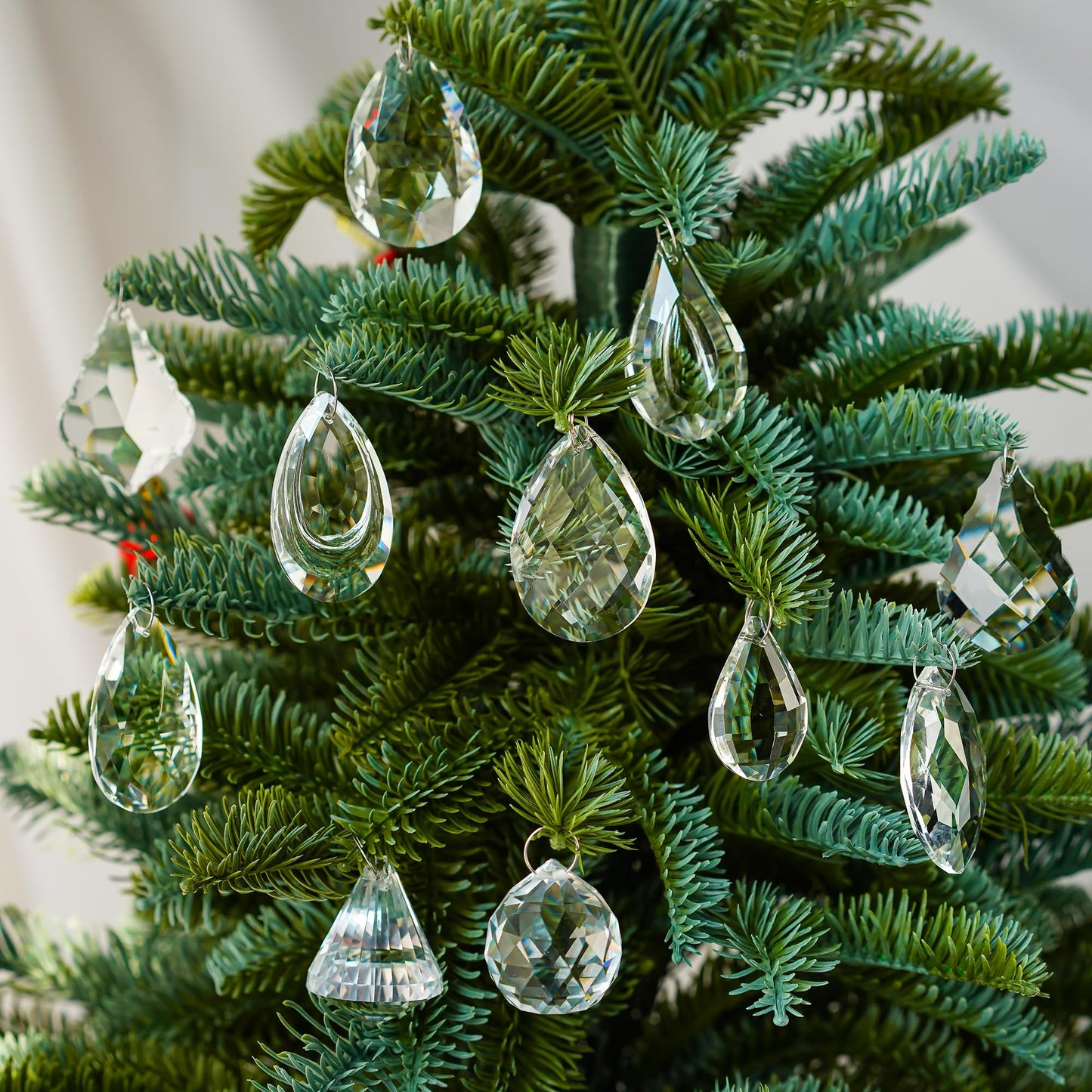 H&D Pack of 12 Clear Crystal Chandelier Lamp Lighting Drops Pendants Balls Prisms Hanging Glass Prisms Parts Suncatcher Home/House Decor