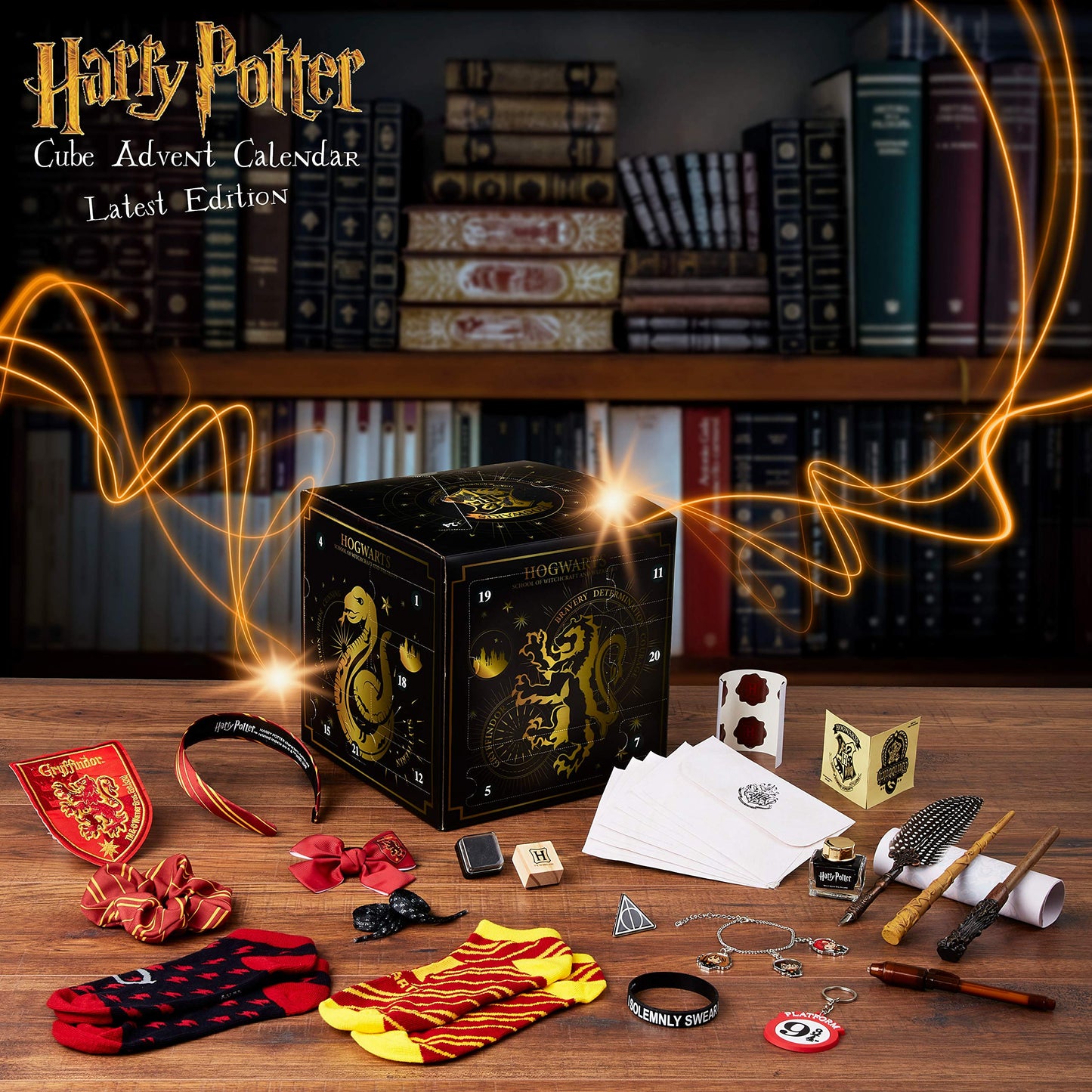 Harry Potter Advent Calendar 2025 Girls with Stationery Socks & Accessories 24 Days Magical Christmas Countdown Calendar Gifts for Kids Teens Women (Black Cube)