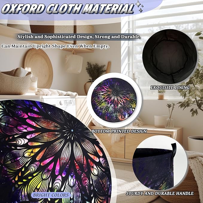 Personalize Mandala Laundry Basket Oxford Cloth Foldable Galaxy Laundry Hamper