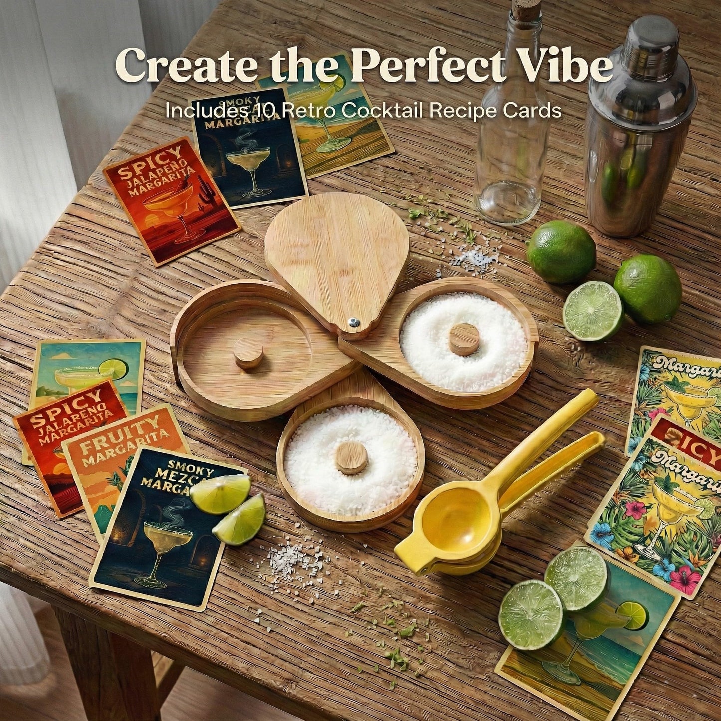 XJlSGXUSG Margarita Salt Rimmer Set, Bamboo Bar Tool Kit
