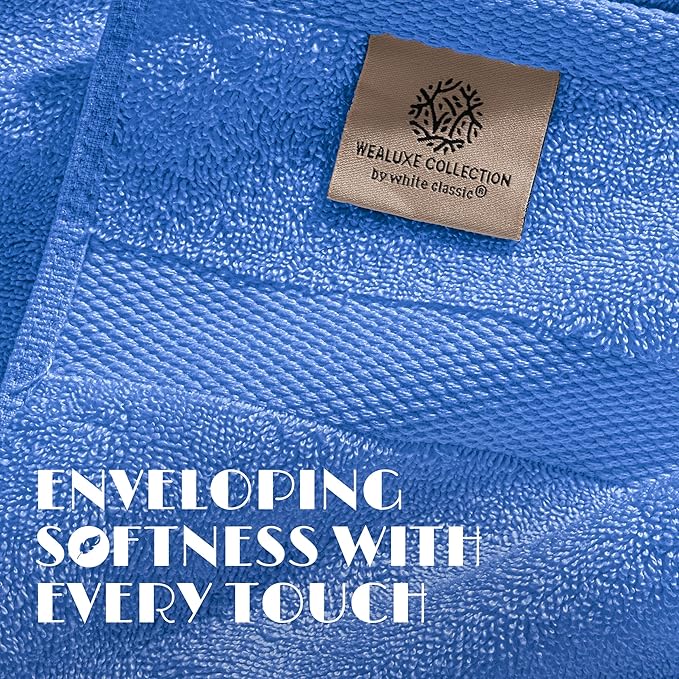 White Classic Light Blue Hand Towels