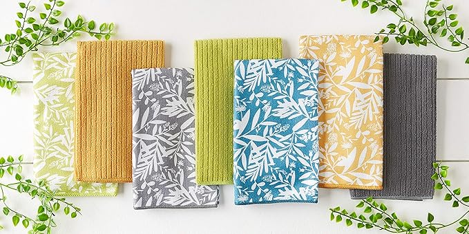 DII Cleaning Collection Multi-Purpose Microfiber, Avocado Floral, Dishtowel Set