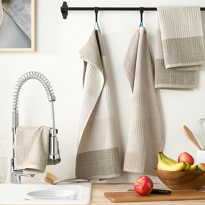 Town & Country Basics Basketweave Antimicrobial Terrycloth Kitchen Towel 4-Pack
