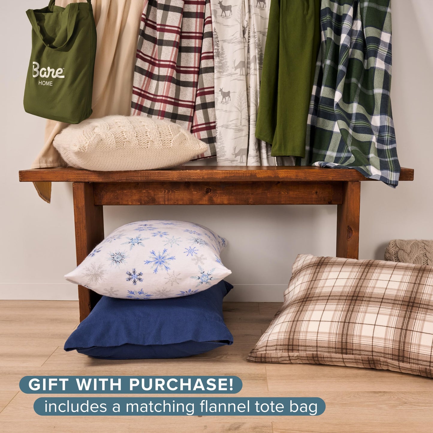 Bare Home Flannel Sheet Set Prints, 100% Cotton, Velvety Soft Heavyweight - Double Brushed Flannel for Extra Softness & Comfort - Deep Pocket - Bed Sheets (Queen, Tartan Plaid)