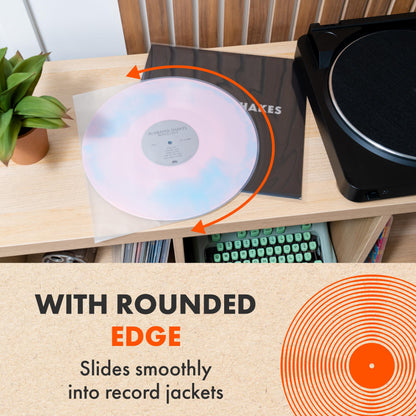 50x 12 Inch Anti Static Inner Vinyl Record Sleeves | Dynamic Rounded Bottom Plastic LP Sleeve | Replace Cardboard PVC & Paper Sleeves | Premium Quality 50 Micron HDPE - Won't Bunch Or Collapse