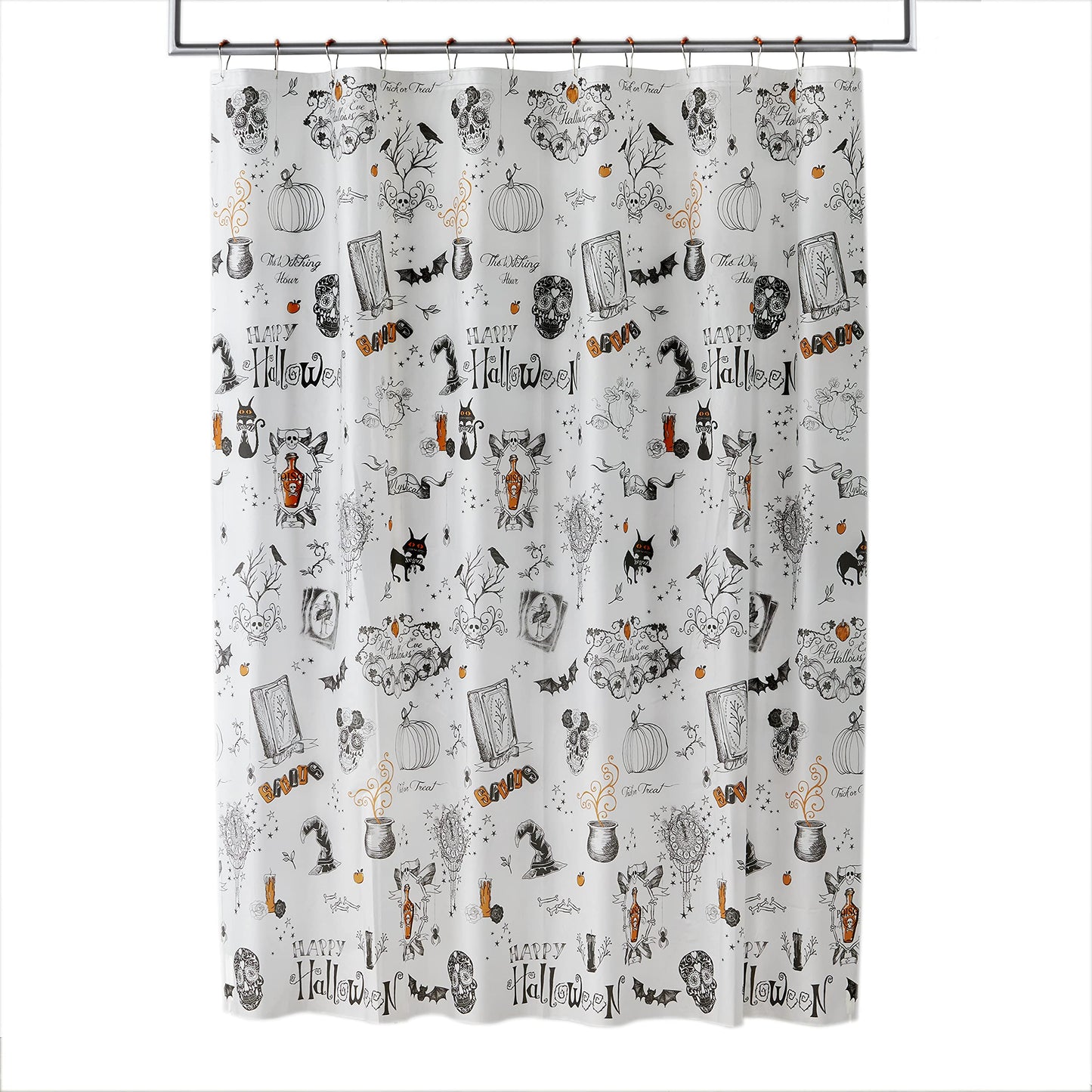 SKL Home Happy Halloween Shower Curtain & Hook Set, Multicolored 12 Piece
