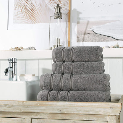 Christy Antalya Large Bath Towels | Set of 4 | 100% Turkish Cotton | 600GSM | Soft Plush Luxury Towel Set | 2 Bath Towels 2 Hand Towels | Quick Dry | Storm Grey