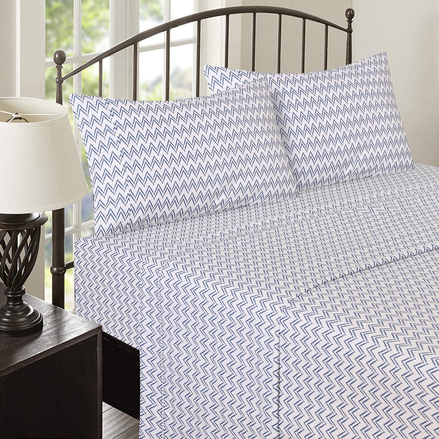 RUVANTI 100% Cotton Percale Sheets Full Size, Chevron