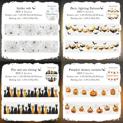 ABARWER Gothic-Themed Decorative Tape Set，8 Rolls PET Washi Tapes for Scrapbooking Supplies, Bullet Journal Supplies, Junk Journal, DIY Crafts,Art Crafts,Scrapbook Album and Wall Art