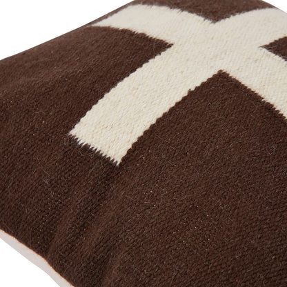 Creative Co-Op Swiss Cross Cotton Wool Throw Natural Pillow, std, Cream and Black