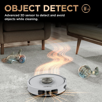 Shark Robot Vacuum & Mop Combo, PowerDetect NeverTouch Pro,Self-Emptying,Self-Refill with Self-Clean Pad Wash & Dry, 60-Day Debris Capacity,30-Day Refill Tank, 5PowerDetect Technologies,White,AV2800ZE