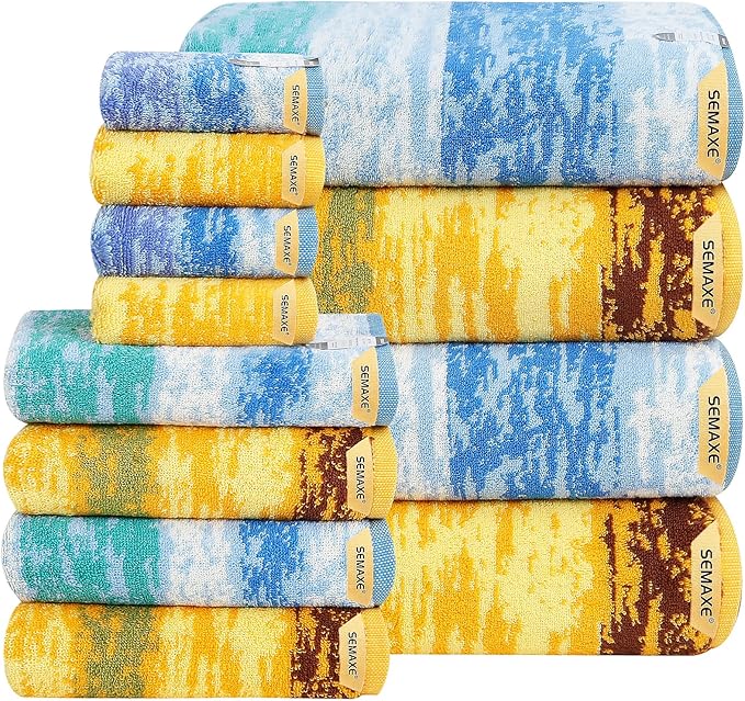 SEMAXE 12-Piece Family Bathroom Towel Set