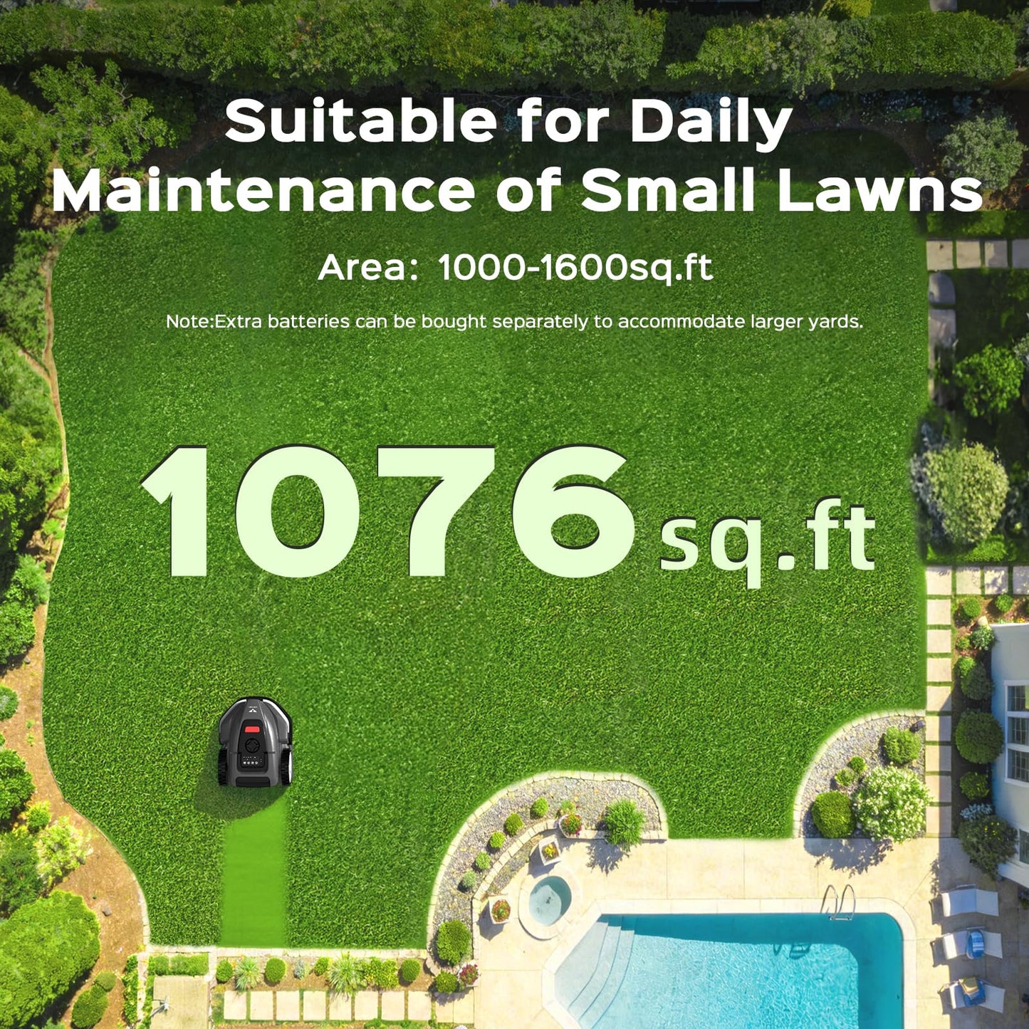 LEBOSBO V3 Robotic Lawn Mower with AI Vision Obstacle Avoidance, Smart APP Control, Low-Noise Operation, Adjustable Cutting Height, No-Go Zones, Ideal Robot Lawn Mower for Lawns Up to 1600 Sq.Ft