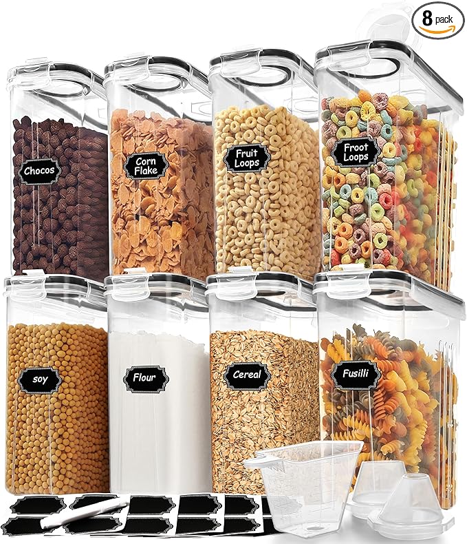 Skroam 8PCS Cereal Containers Storage, Airtight Food Storage Containers