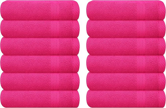 GLAMBURG Ultra Soft 12-Piece Washcloths Set 13x13-100% Ringspun Cotton