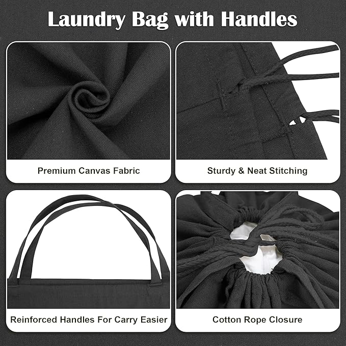 Canvas Laundry Bag 40"W x 35"H, Thick Canvas Laundry Bag
