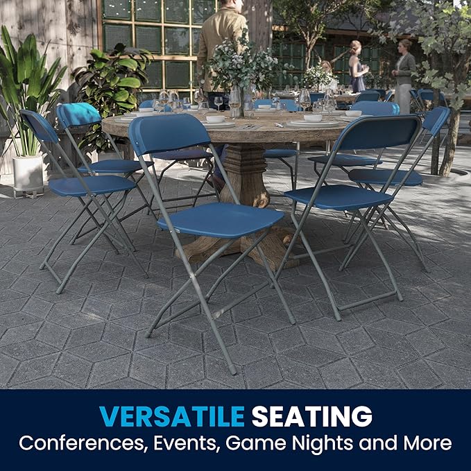 Flash Furniture Hercules Series Plastic Folding Chair - Blue - 6 Pack 650LB Weight Capacity Comfortable Event Chair-Lightweight Folding Chair