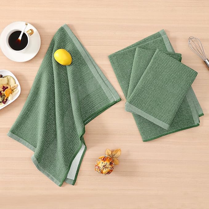 Homaxy Premium Kitchen Towels, Large Cotton Kitchen Hand Towels, Flat and Terry