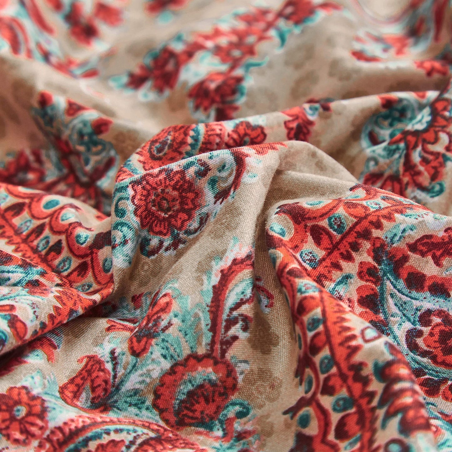 Tache Bohemian Mandala Fitted Sheet + Pillowcases - Retro Vintage Rustic Boho Chic Medallion Paisley Boteh 15-inch Deep Pocket Bed Sheet, 3 Piece Set, Cal King