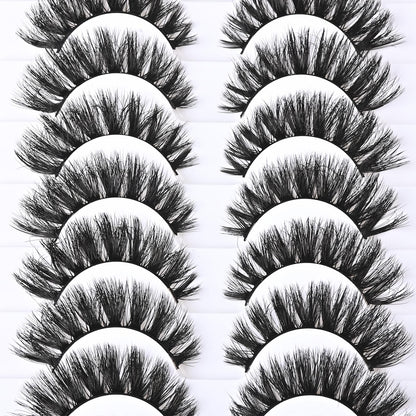 FARRED Mink Lashes Short Fluffy Eyelashes Wispy Natural Eyelash Pack Full Volume Lash Strips 10 Pairs Wispies Fake Strip Lashes Natural Look False Eye Lash Russian Looking for Everyday Makeup