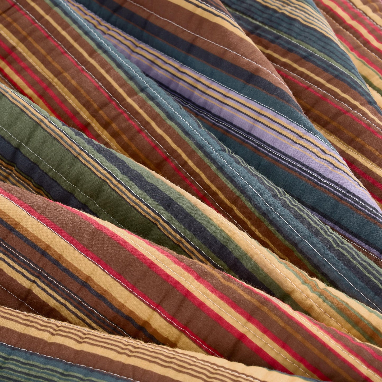 Chezmoi Collection Avery 2-piece Multi-Color Striped 100% Washed Cotton Quilt Set Twin Size
