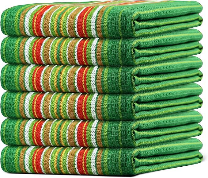 Urban Villa Kitchen Towels Waffle Stripes Dish Towels