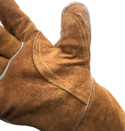 Cosystove Genuine Full Leather Heavy Duty Heat Resistant Gloves for Woodburner, Multi-Fuel Stoves Heavy Duty Safety Gauntlet Also for BBQs Pizza Ovens