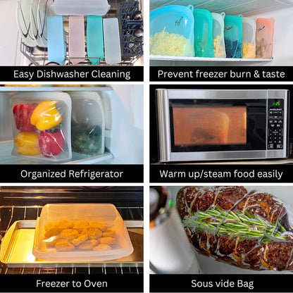 Elkanah Extra Large 116fl oz Silicone Bags Reusable Freezer Bags Silicone Gallon Bag Food Storage Bag|Oven Bags|Sous Vide|Microwave|Oven|Dishwasher safe