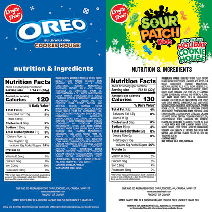 Create-A-Treat OREO and SOUR PATCH KIDS Holiday Cookie House Decorating Kits, 2 Pack Holiday Cookie Decorating Variety