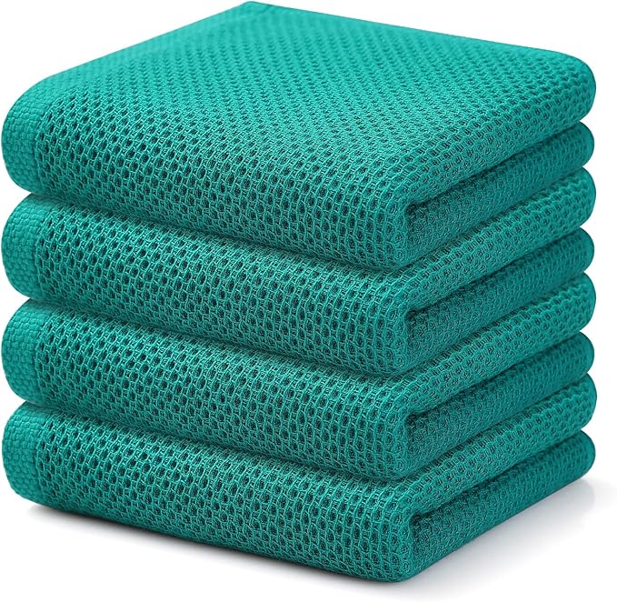 Kitinjoy 100% Cotton Waffle Weave Kitchen Hand Towels