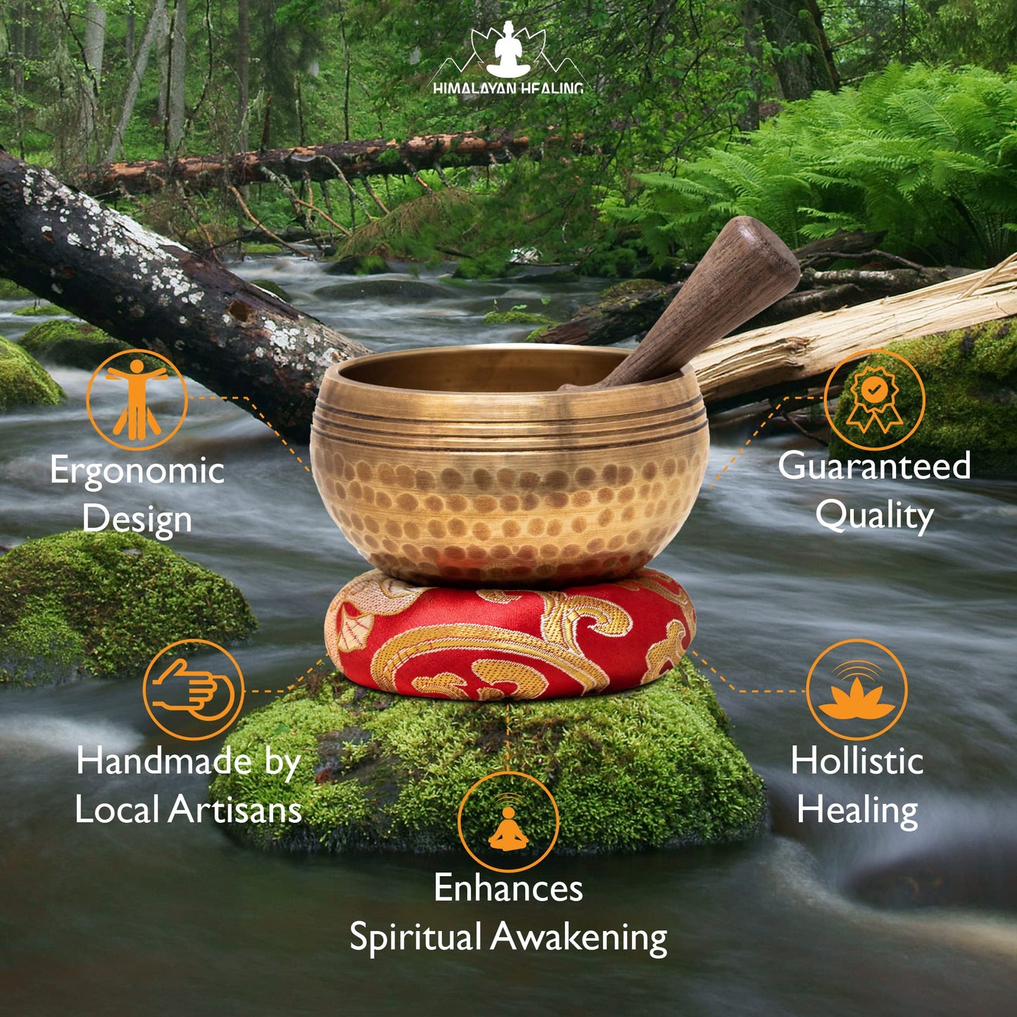 HIMALAYAN HEALING® Tibetan Singing Bowls Set~ Meditation Sound Bowl hand Hammered in Nepal For Yoga, Meditation, Mindfulness, Healing & Chakra balancing~