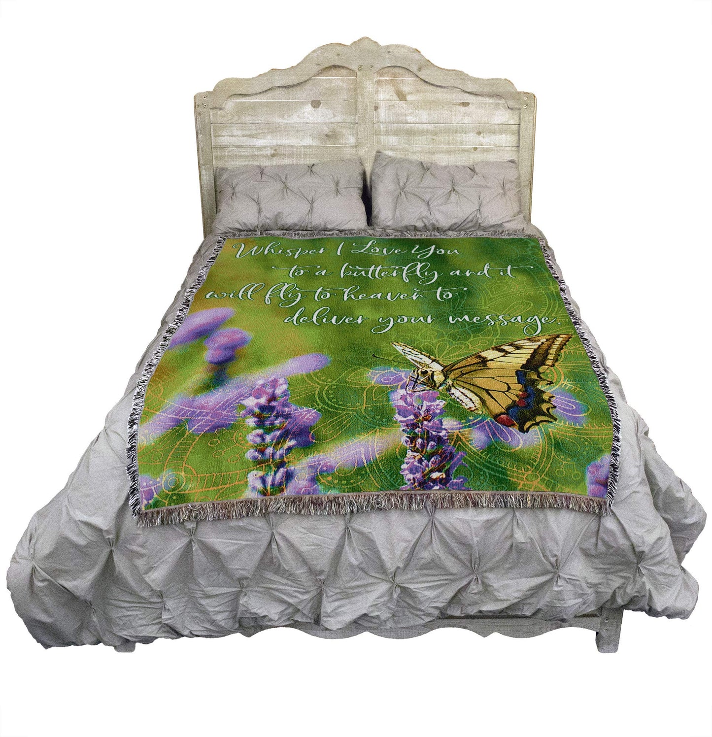 Pure Country Weavers Whisper I Love You to A Butterfly Blanket - Sympathy Bereavement Gift Tapestry Throw Woven from Cotton - Made in the USA (72x54)